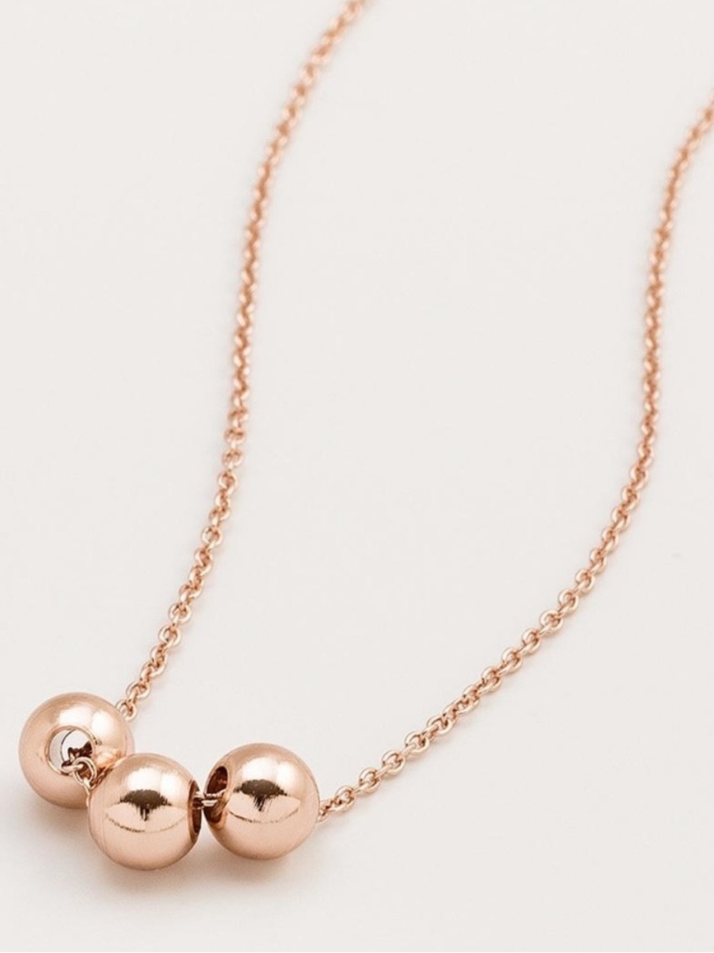 Gorjana Rose Gold Newport Three Bead Necklace Adjustable Length
